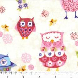 Give A Hoot Fabric Pinky Owls 1 Yard New